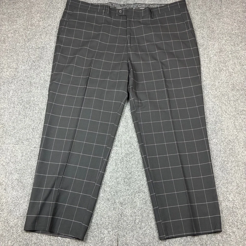 Kilburne & Fitch Mens 50L Black Windowpane Check 2 Piece Suit Blazer Trousers